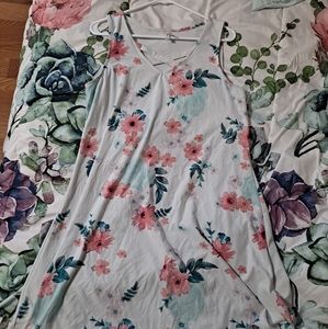 White sleeveless floral dress